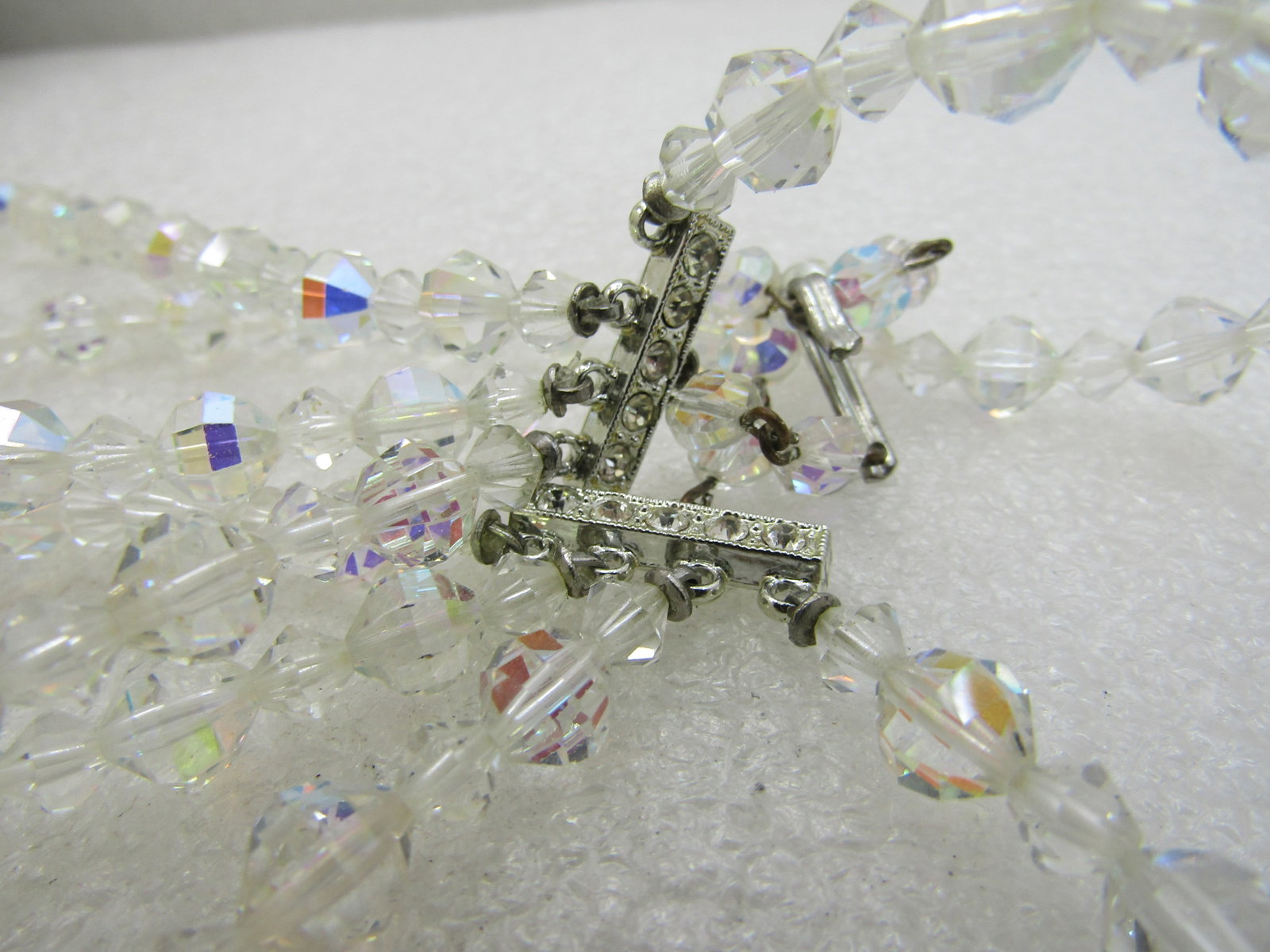 Vintage 4 Strand Aurora Borealist Crystal Necklace, 16" - 6