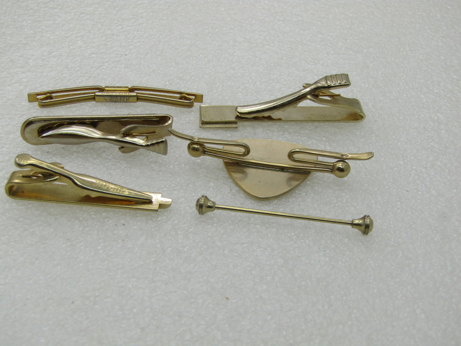 Vintage Tie Bars and Clasps Lot, 6 Pieces, 1960's, Gold tone, Swank and Unsigned - 7