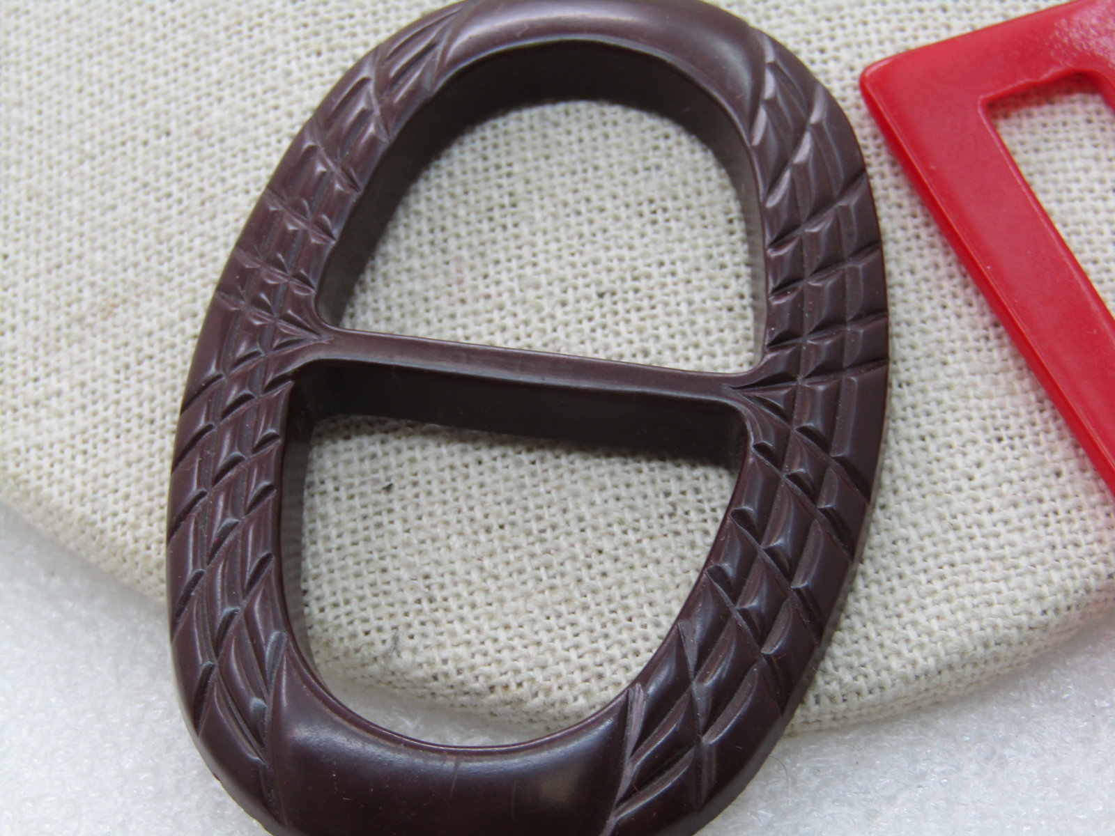 Vintage Buckle Lot, 2 Bakelite, 1 Metal, 1940's-Mid-Century - 5