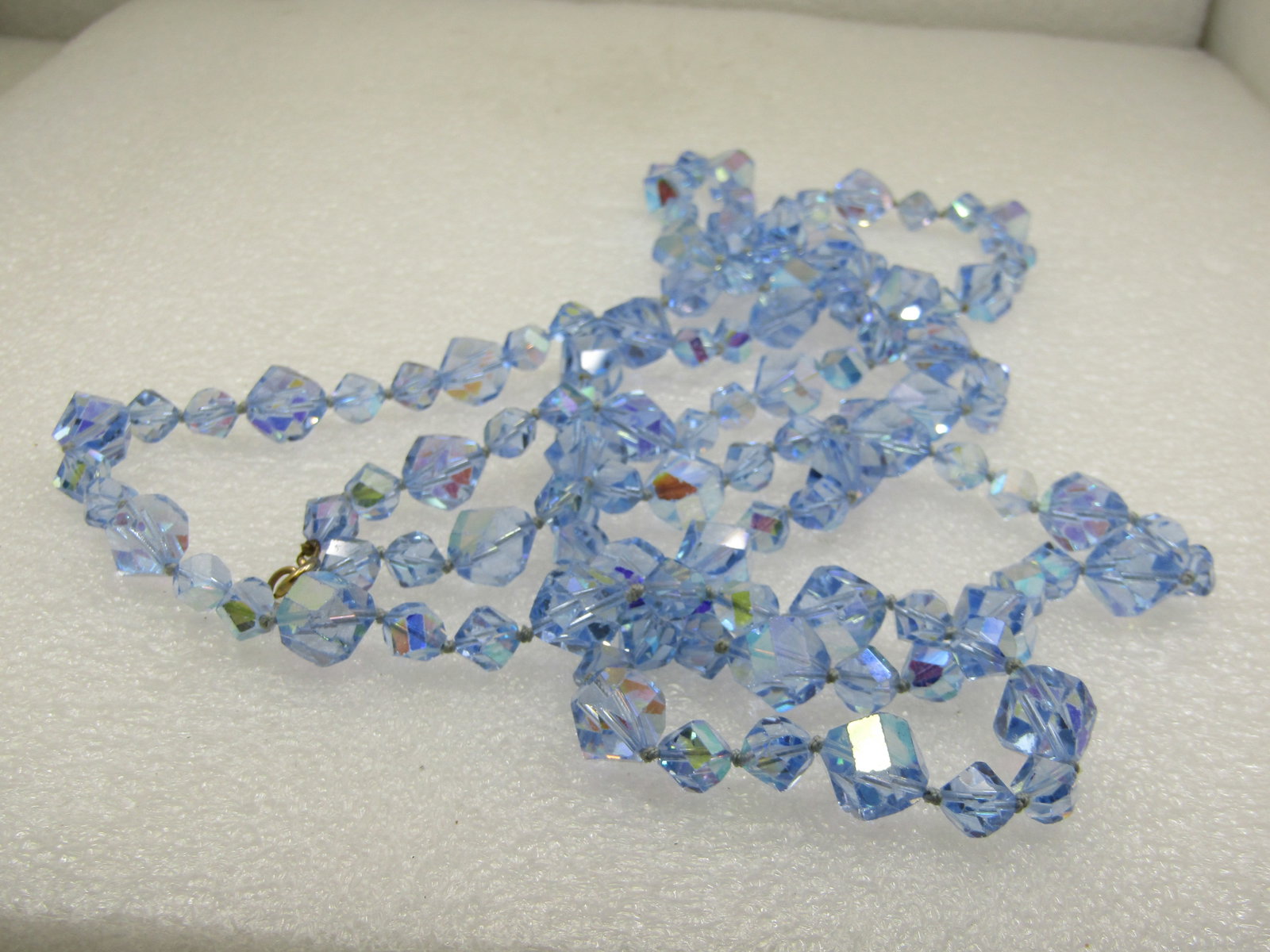 Vintage 50" Blue Aurora Borealis Rhinestone Necklce, Mid-Century - 5