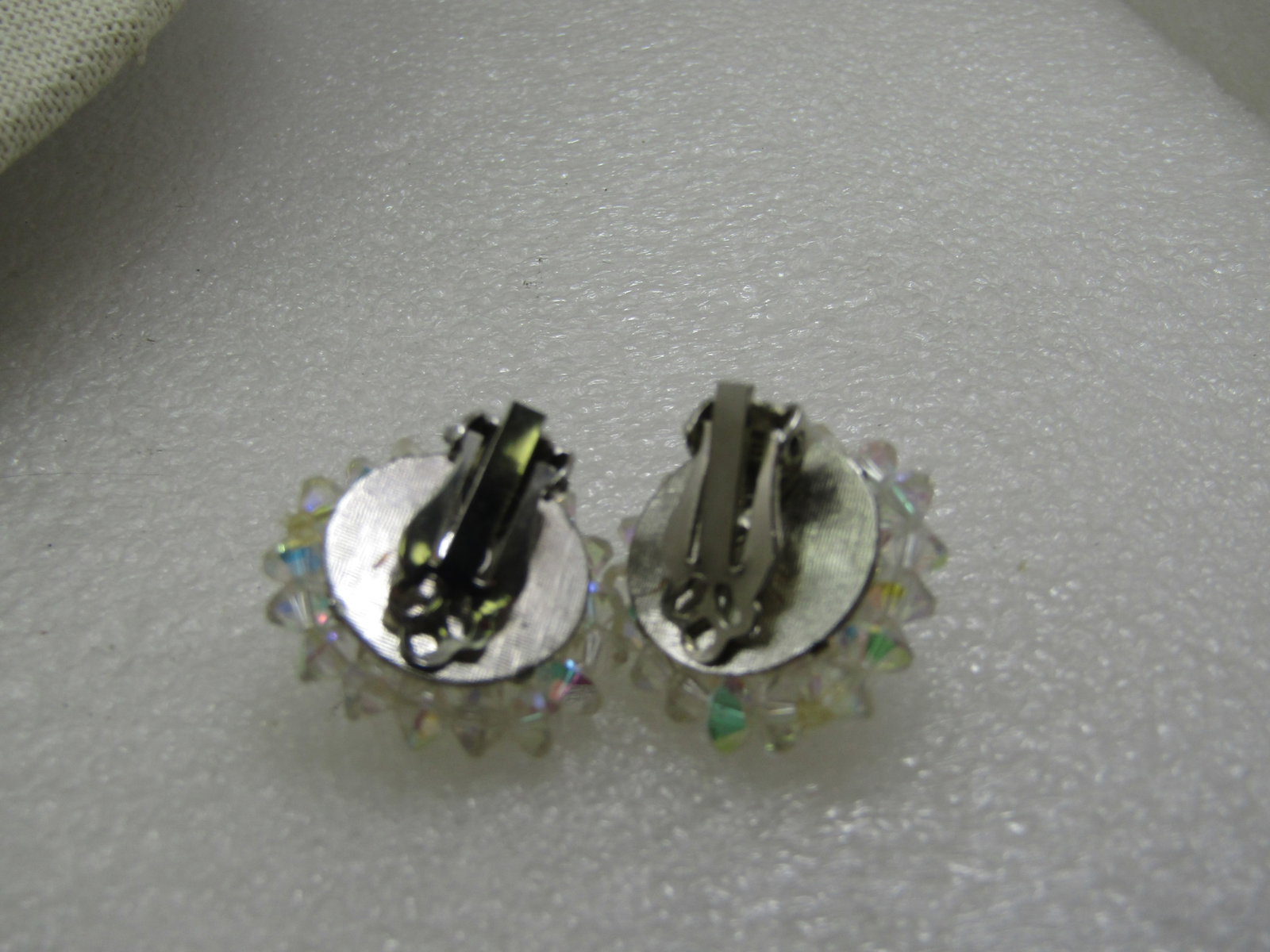 Vintage Crystal Aurora Borealis Beaded Necklace and Clip Earrings Set, 16" - 6