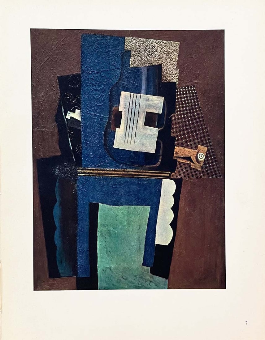 Picasso Heliogravure 7 Guitare sur la cheminee 1946: Title: Picasso Heliogravure 7 Guitare sur la cheminee 1946 Description: Artist: Pablo Picasso \nTitle: Guitare sur la cheminee \nMedium: Heliogravure 7 \nMarks: Not signed, not numbered \nPaper Size: 