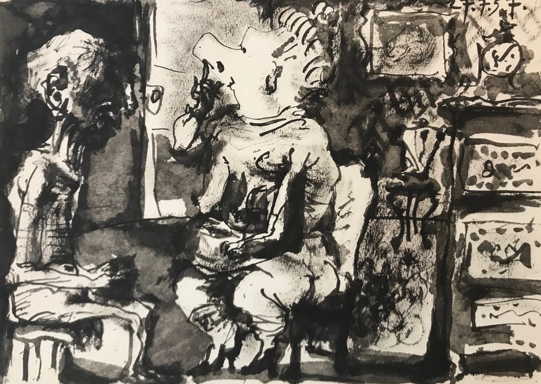 Picasso Toros Y Toreros dated 27/7/57: Title: Picasso Toros Y Toreros dated 27/7/57 Description: Picasso Toros Y Toreros dated 27/7/57 \nMedium: Bichromie \nMarks: Not Signed \nPaper size: Vellum paper 14.50 x 10.50 inch \nPublisher: Editi