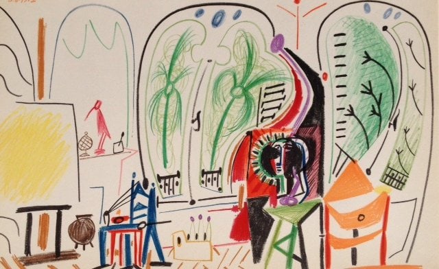 Picasso Sketchbook Carnet de la Californie Print # 5 dated 8/11/1955/1955: Title: Picasso Sketchbook Carnet de la Californie Print # 5 dated 8/11/1955/1955 Description: TTitle: Untitled No 5 dated 8/11/1955 \nArtist: Pablo Picasso \nCountry: Spain \nMedium: Offset print \nMa