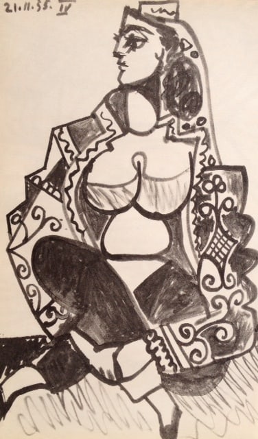 Picasso Sketchbook Carnet de la Californie Print # 4 dated 21/11/1955: Title: Picasso Sketchbook Carnet de la Californie Print # 4 dated 21/11/1955 Description: Title: Untitled No 4 dated 21/11/1955 \nArtist: Pablo Picasso \nCountry: Spain \nMedium: Offset print