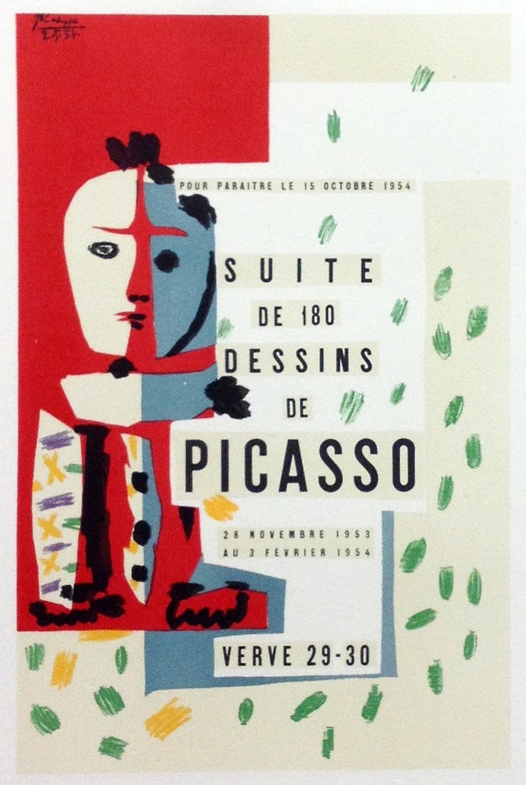 Picasso Lithograph 72 Suite de 180 dessins Art in posters: Title: Picasso Lithograph 72 Suite de 180 dessins Art in posters Description: Title: Suites de 180 dessins \nArtist: Pablo Picasso \nCountry: Spain \nMedium: Lithograph - 72 \nPaper size: 12.50 X 9.50