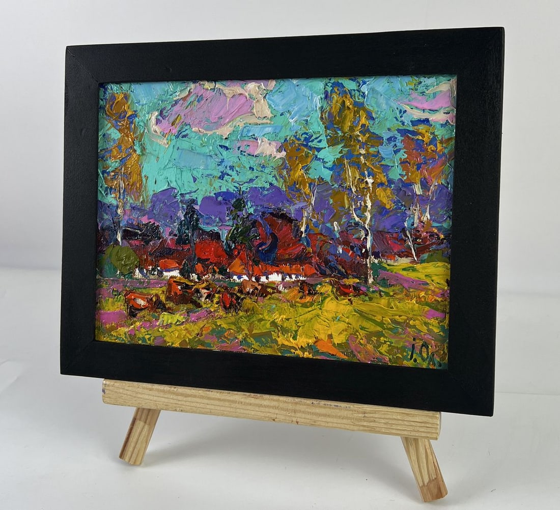 Oil painting Houses in the Village in Nature Oleksiy Ivanyuk - 2