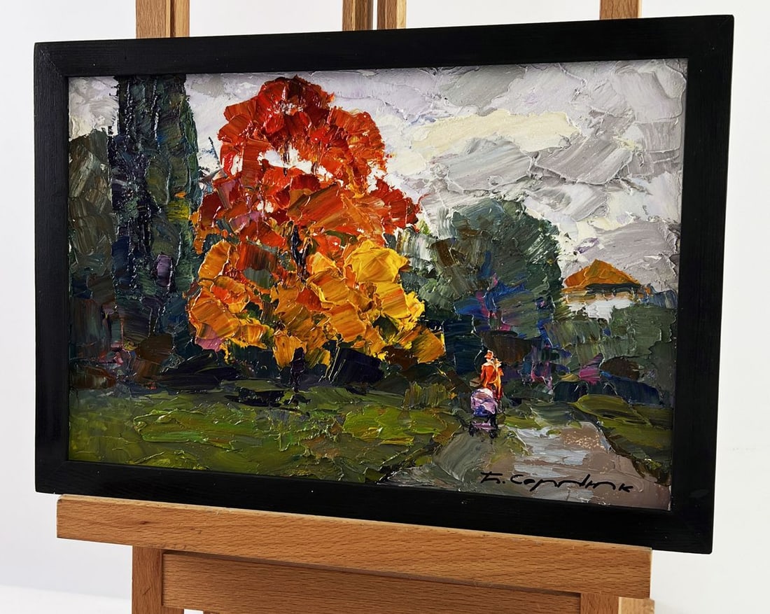 Oil painting Autumn Park in Cloudy Weather Boris Serdyuk - 2