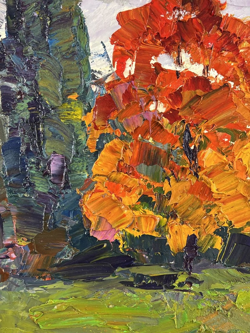 Oil painting Autumn Park in Cloudy Weather Boris Serdyuk - 4