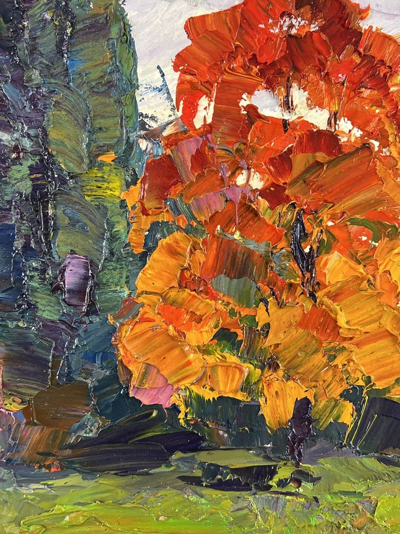 Oil painting Autumn Park in Cloudy Weather Boris Serdyuk - 5