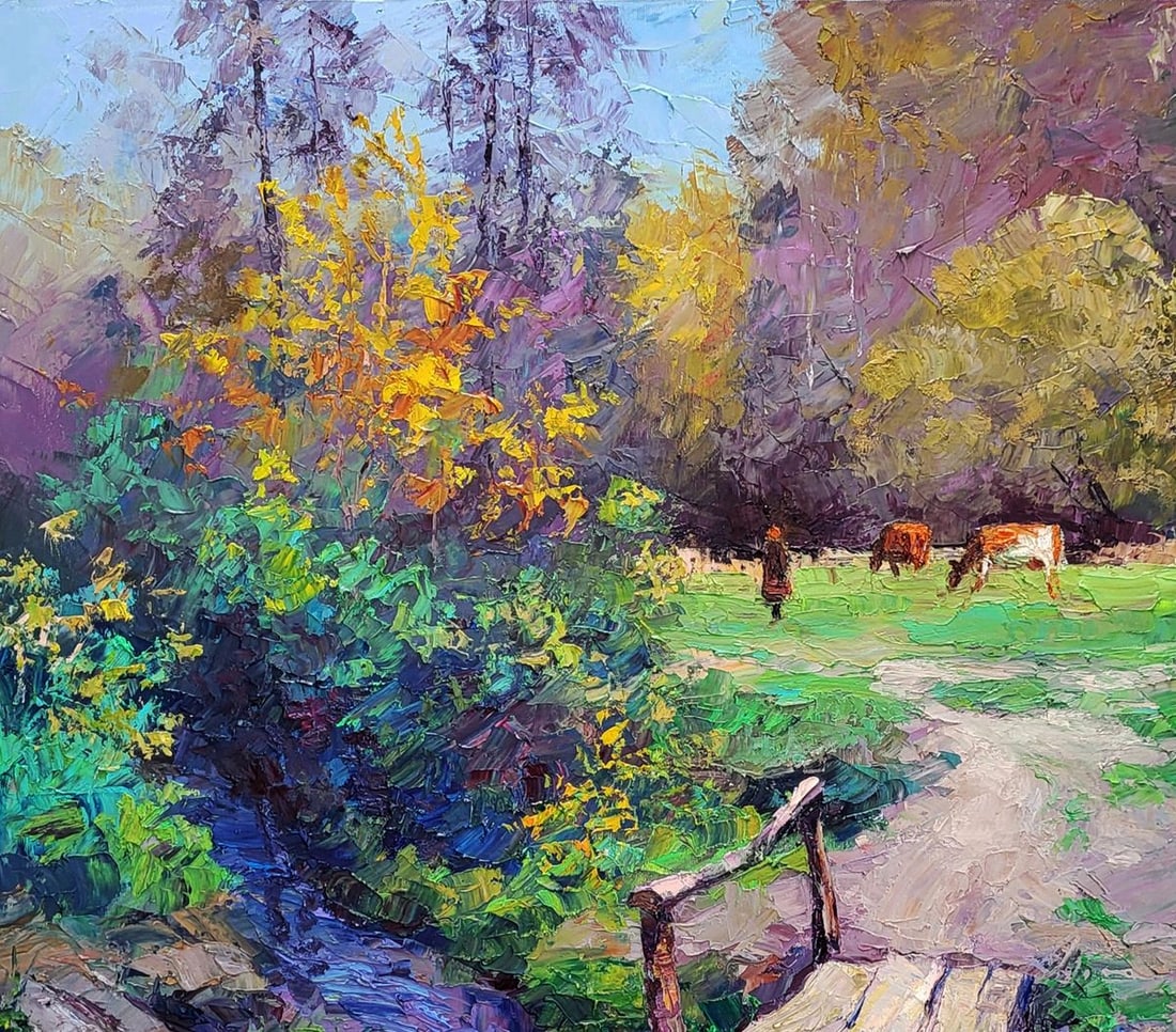 Oil painting In the Pasture Before the Forest Boris Serdyuk - 4