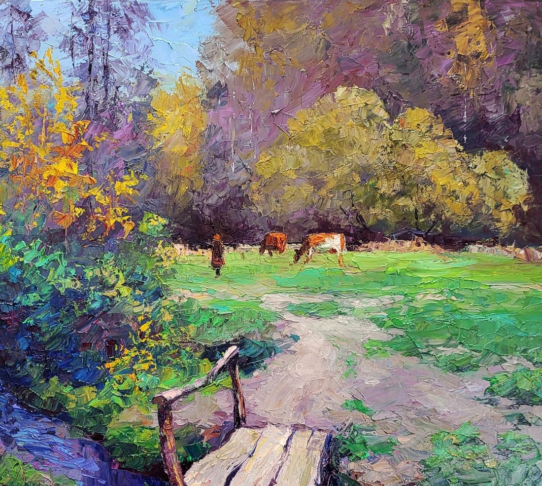 Oil painting In the Pasture Before the Forest Boris Serdyuk - 5