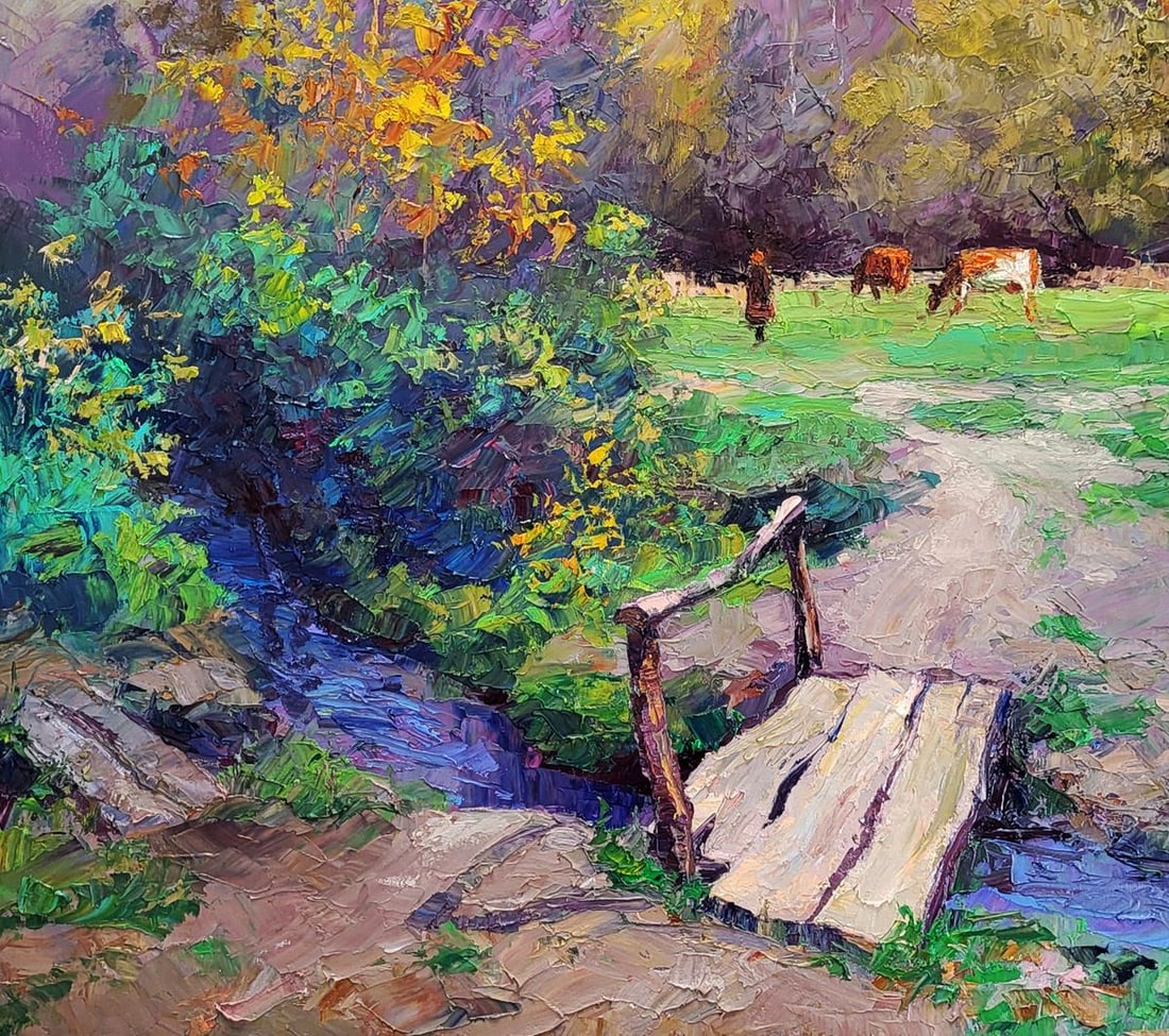 Oil painting In the Pasture Before the Forest Boris Serdyuk - 6