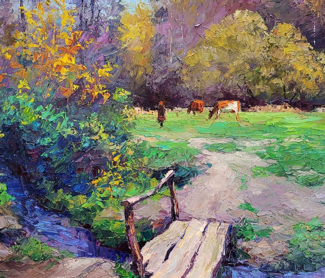 Oil painting In the Pasture Before the Forest Boris Serdyuk - 8
