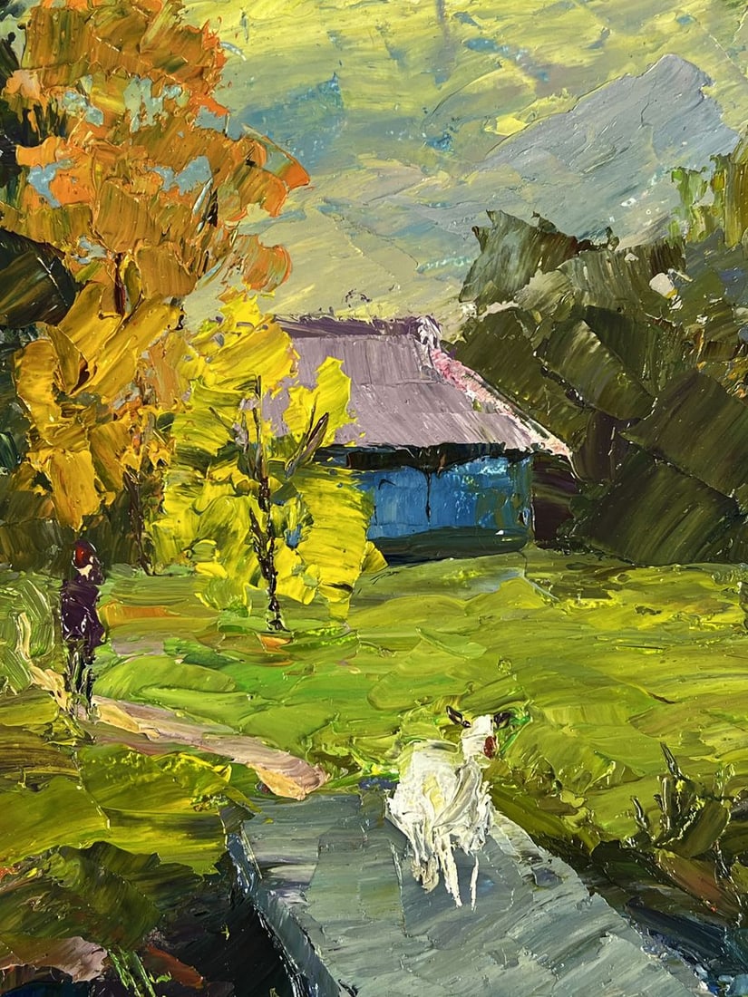 Oil painting A village among the autumn forest Boris Serdyuk - 6