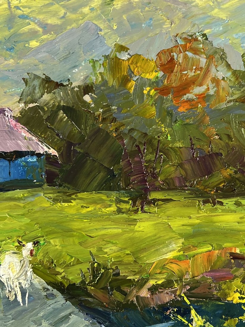 Oil painting A village among the autumn forest Boris Serdyuk - 9