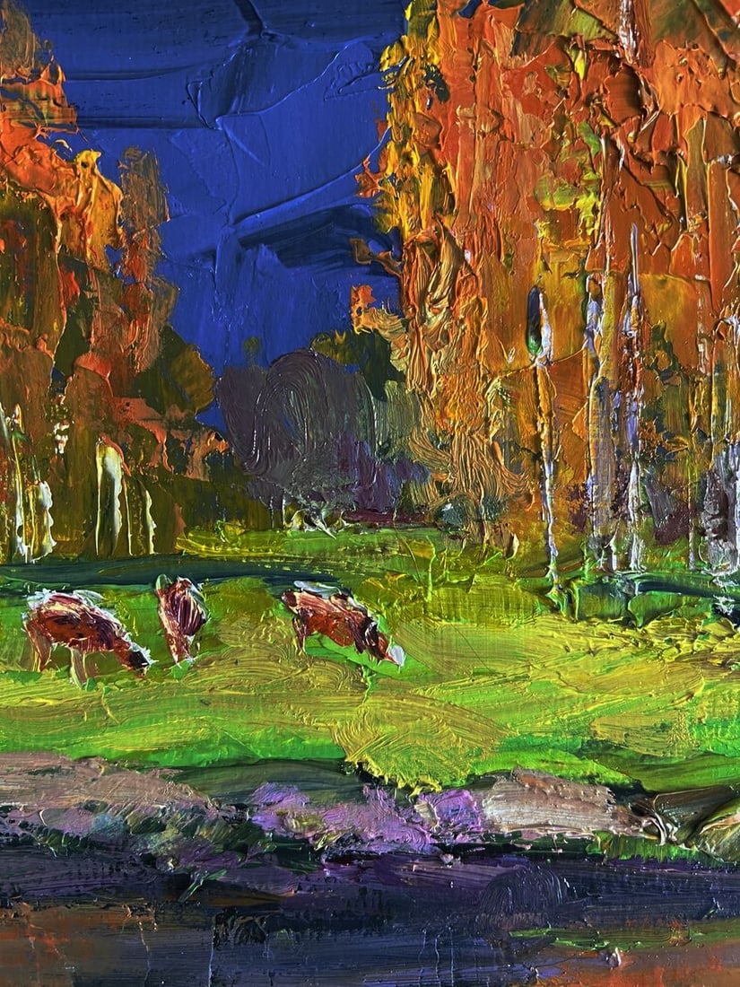 Oil painting Autumn on the shore river Boris Serdyuk - 5