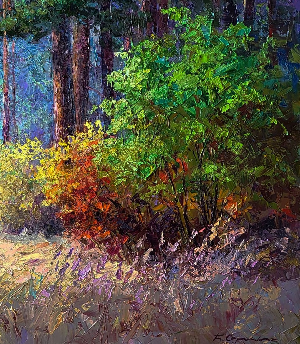 Oil painting The beginning of autumn in the forest Boris Serdyuk - 4
