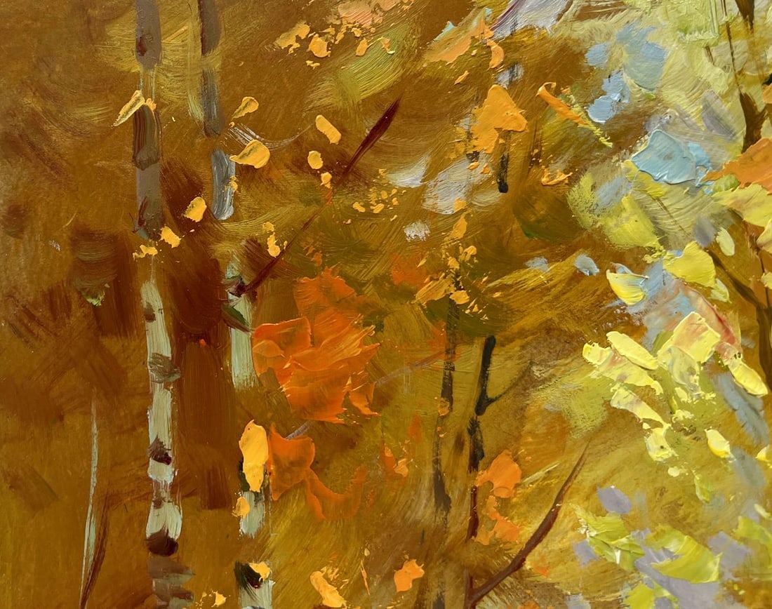 Oil painting Autumn birch grove Yuriy Suprunchuk - 4