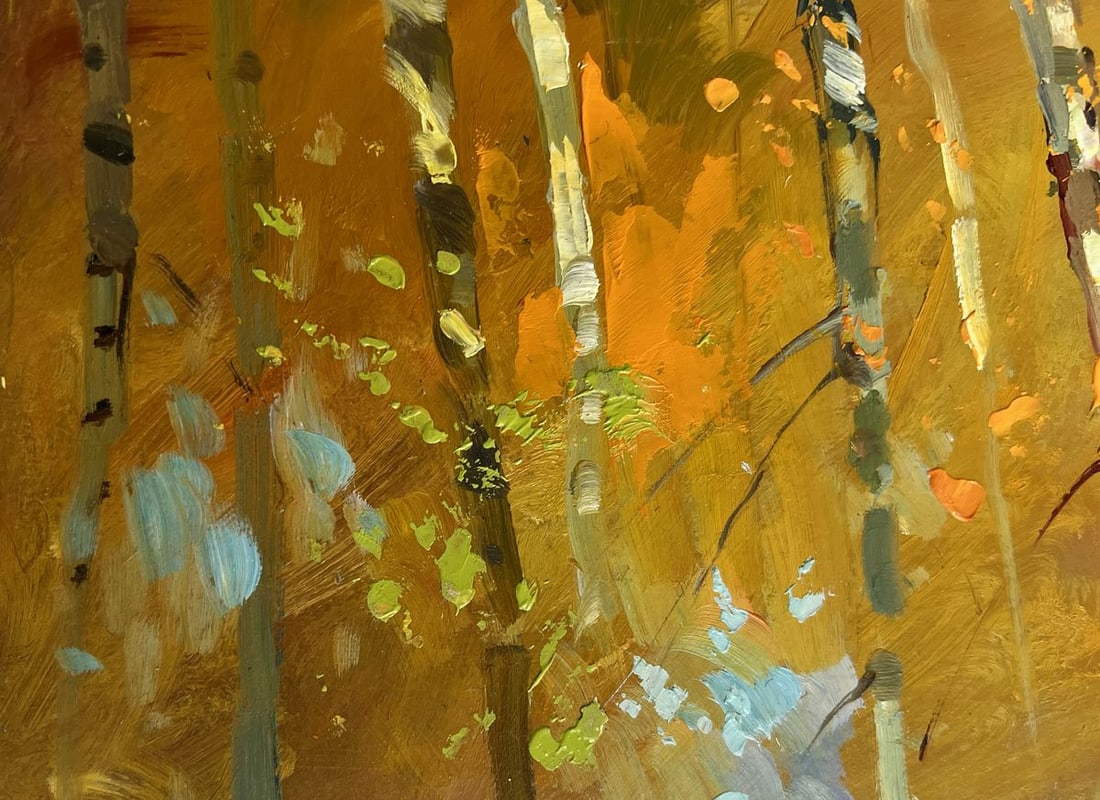 Oil painting Autumn birch grove Yuriy Suprunchuk - 6