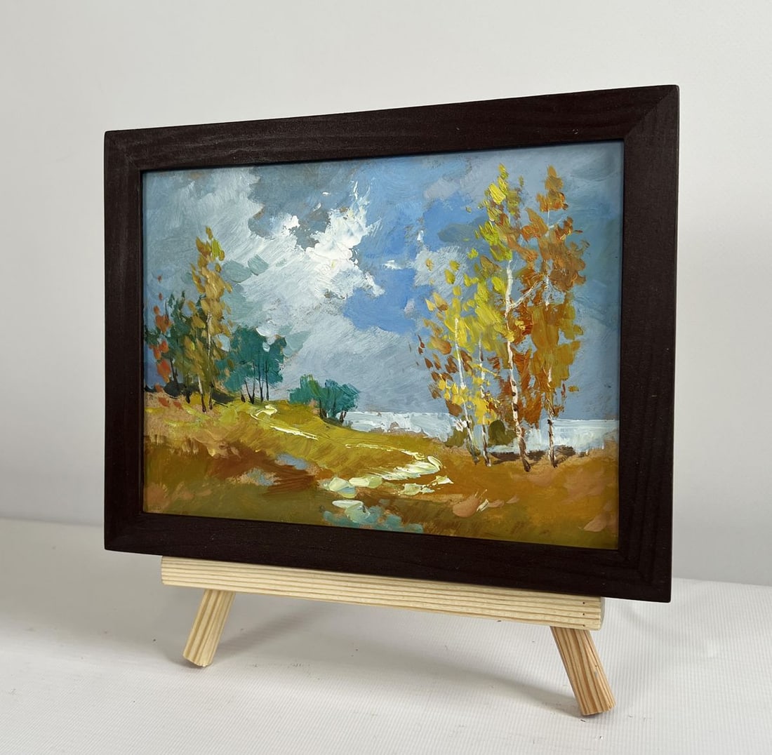 Oil painting Autumn trail with fallen leaves Yuriy Suprunchuk - 2