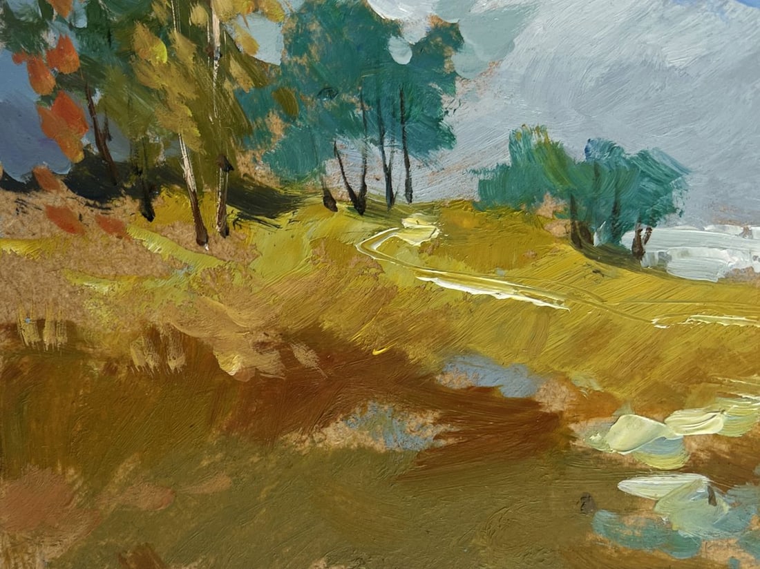 Oil painting Autumn trail with fallen leaves Yuriy Suprunchuk - 7