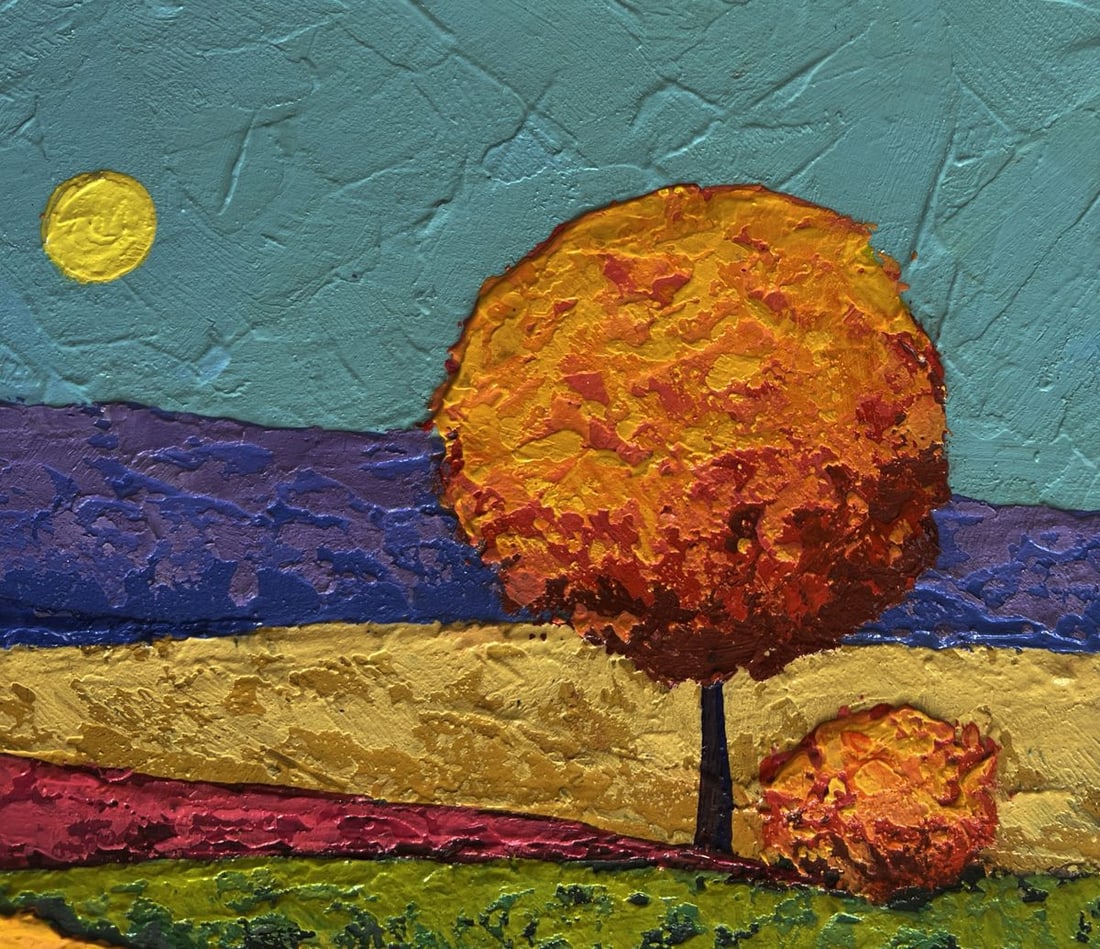 Oil painting Flower fields and orange tree leaves V. Zadorozhnya - 4