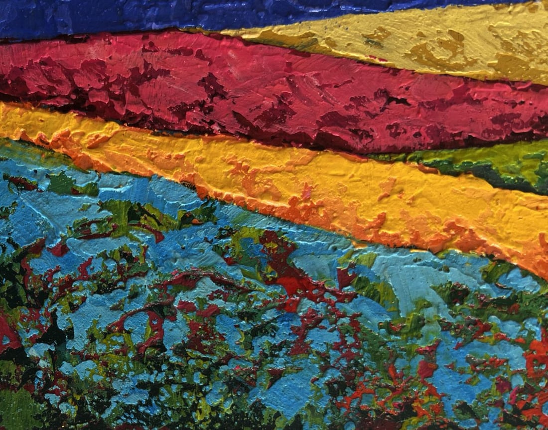 Oil painting Flower fields and orange tree leaves V. Zadorozhnya - 6