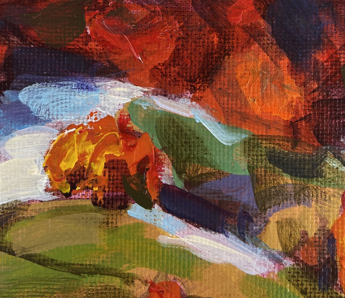 Acrylic painting Autumn colours in the village Mykhailo Patskan - 5
