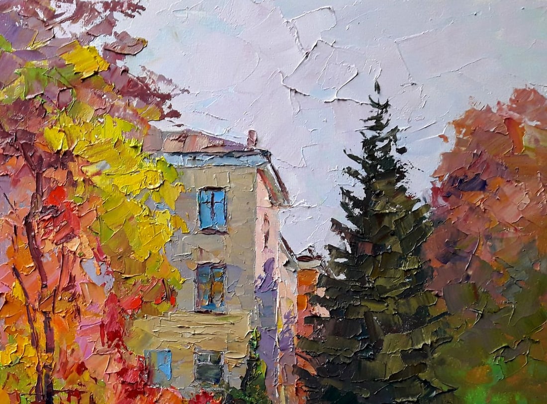 Oil painting Cityscape with autumn Boris Serdyuk - 5
