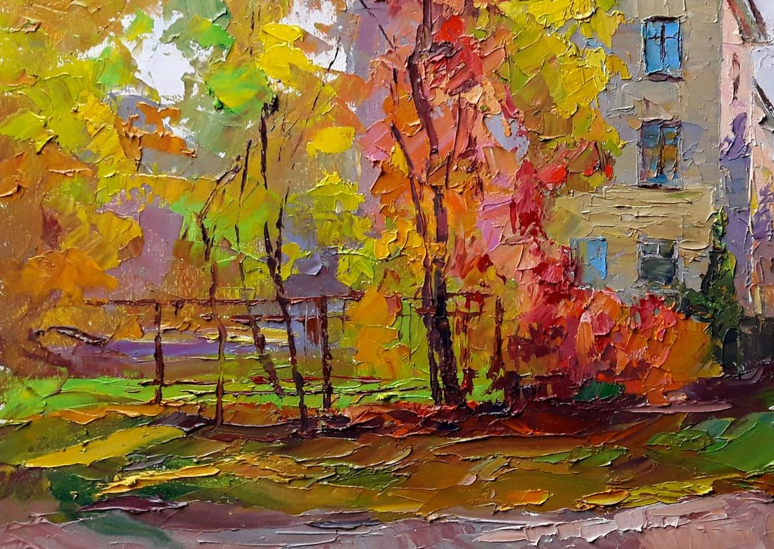 Oil painting Cityscape with autumn Boris Serdyuk - 6