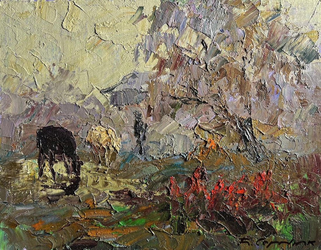 Oil painting Autumn morning fog Boris Serdyuk - 3