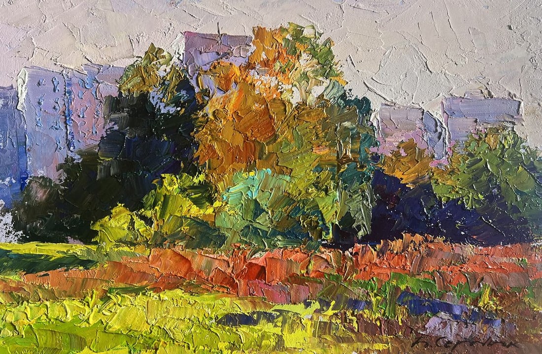 Oil painting Autumn meadows outside the city Boris Serdyuk - 3
