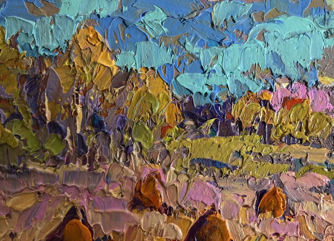 Oil painting Autumn haystacks Alex Kalenyuk - 5