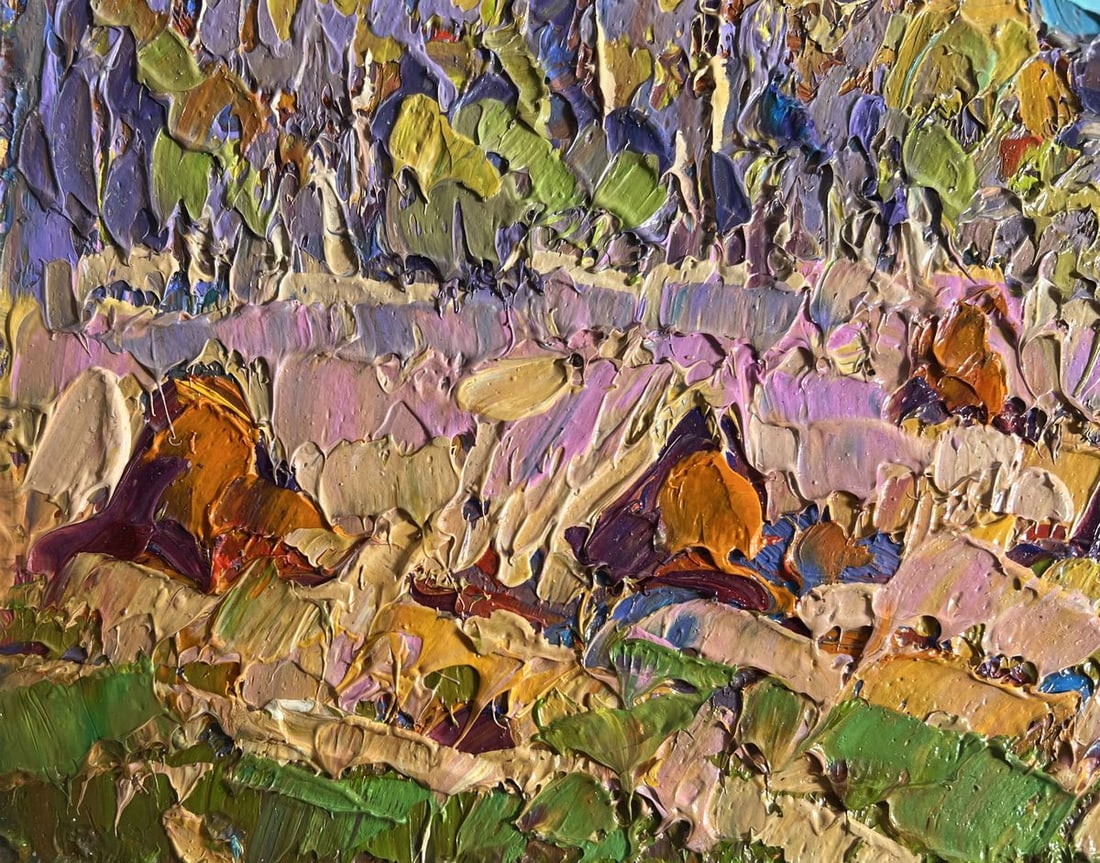 Oil painting Autumn haystacks Alex Kalenyuk - 6
