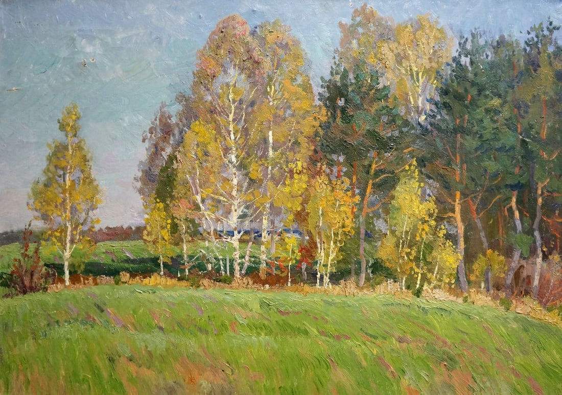 Oil painting Landscape Fomin Anatoly Nikiforovich: NoVern 890 *** ABOUT THIS PAINTING *** * TITLE: "Landscape" * ARTISTS: Fomin Anatoly Nikiforovich * SIZE: 55x80 cm/'21.65x31.49 inches' * MEDIUM: oil, canvas * HAND PAINTED: Original painting from our