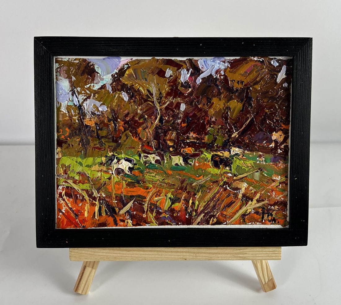 Oil painting Autumn motif in the forest Oleksiy Ivanyuk: NoAAA6406*** ABOUT THIS PAINTING **** TITLE: "Autumn motif in the forest"* ARTISTS: Oleksiy Ivanyuk* SIZE: 15x20 cm/5.90x7.87 inches'* MEDIUM: oil, canvas* HAND PAINTED: Original painting from our