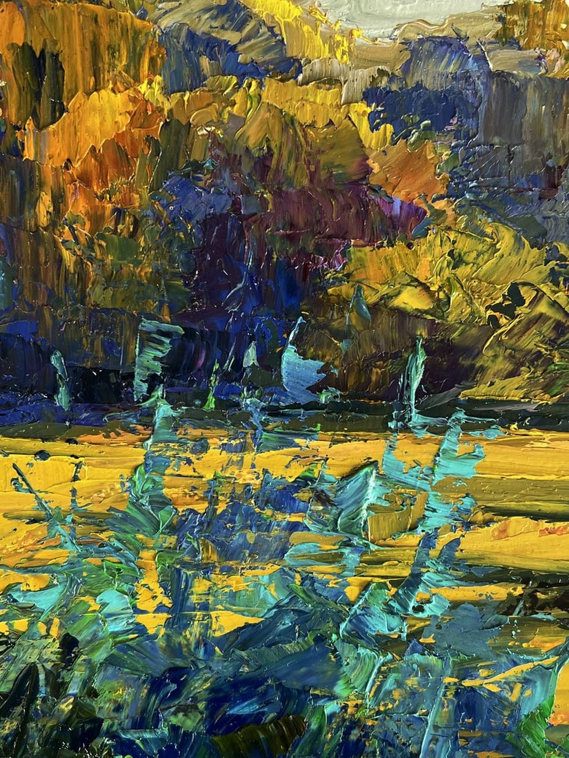 Oil painting Autumn evening river bank Boris Serdyuk - 8