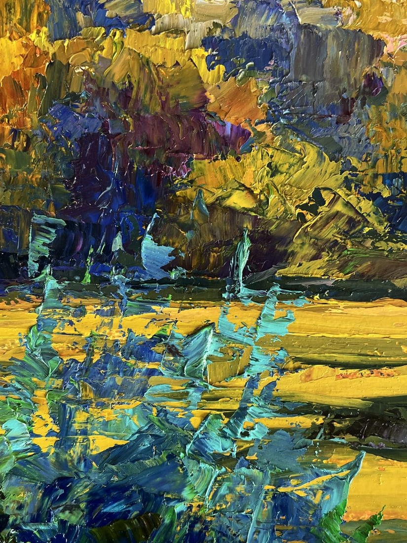 Oil painting Autumn evening river bank Boris Serdyuk - 9