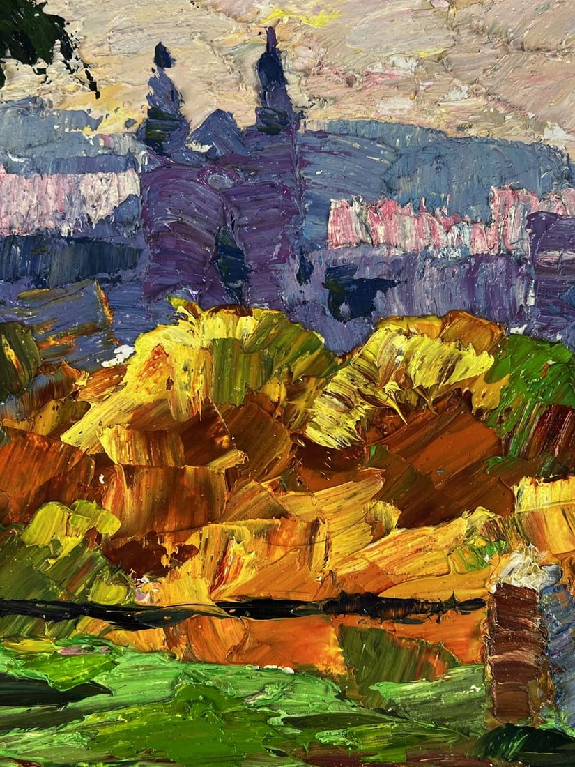 Oil painting The city behind the autumn fog Boris Serdyuk - 7