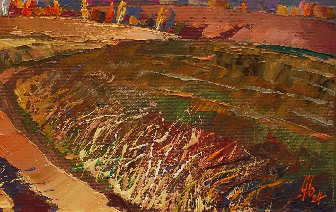 Oil painting October light among the leaves Egor Shvachunov - 4