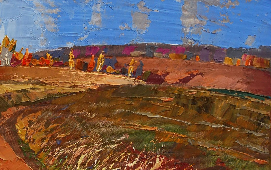 Oil painting October light among the leaves Egor Shvachunov - 5