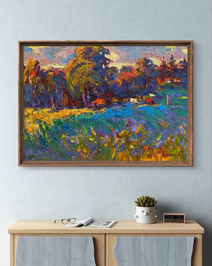 Oil painting Warm evening in the field Oleksiy Ivanyuk - 3