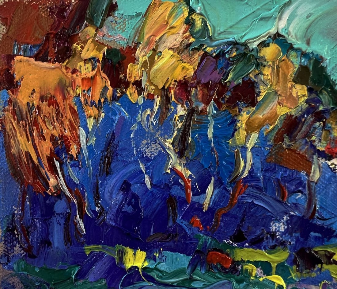 Oil painting Autumn blue forest Oksana Ivanyuk - 7