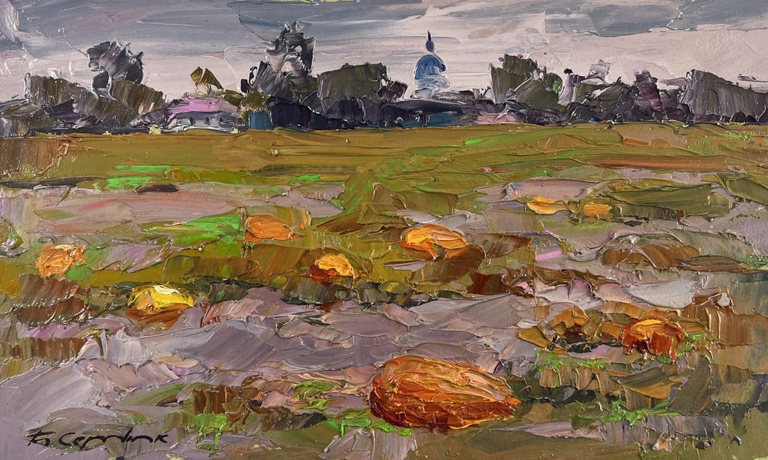 Oil painting Autumn has come to the pumpkin field Boris Serdyuk - 3