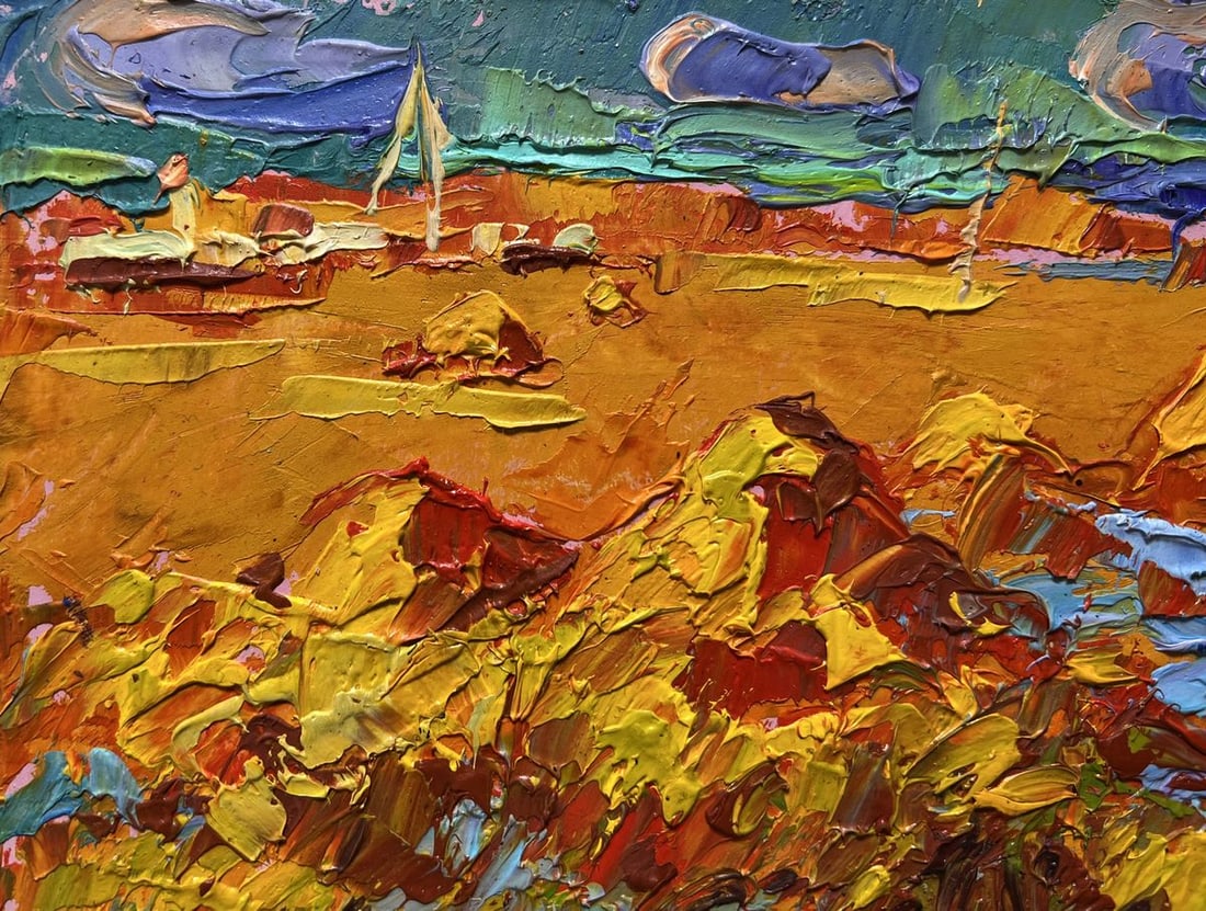 Oil painting Hay harvest in autumn Alex Kalenyuk - 4