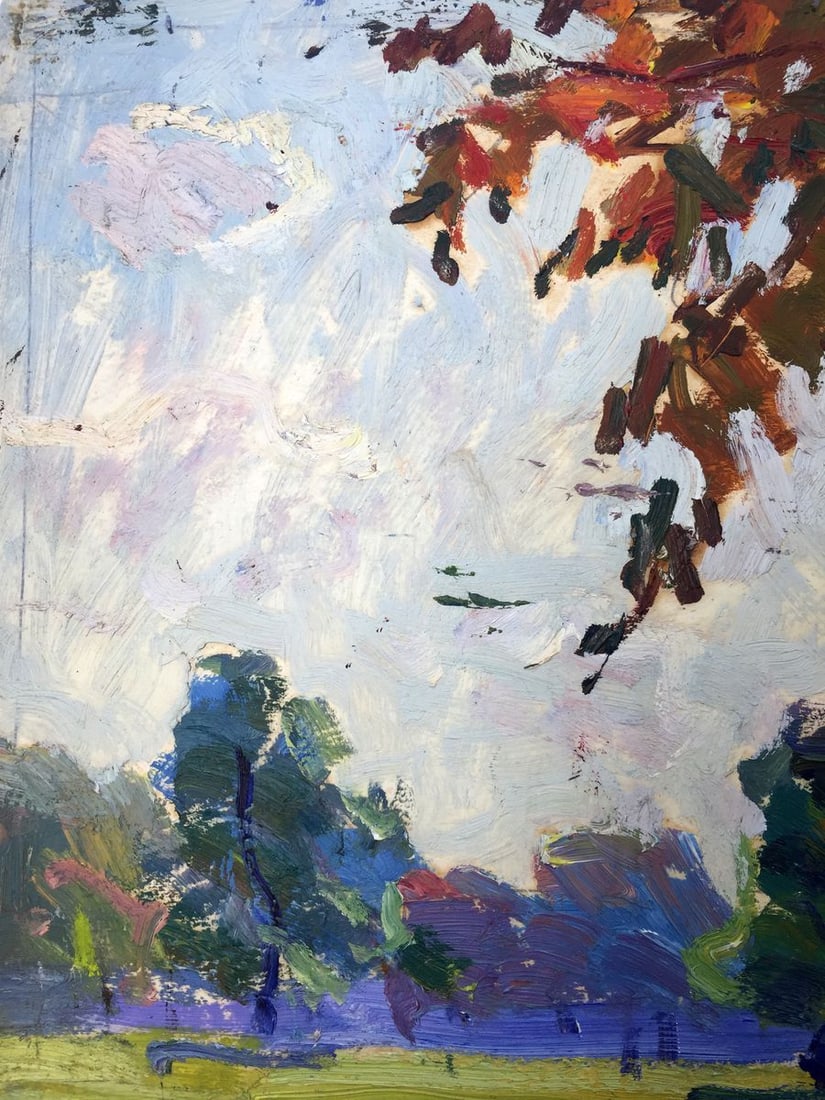 Oil painting Forest park original picture painter - 5