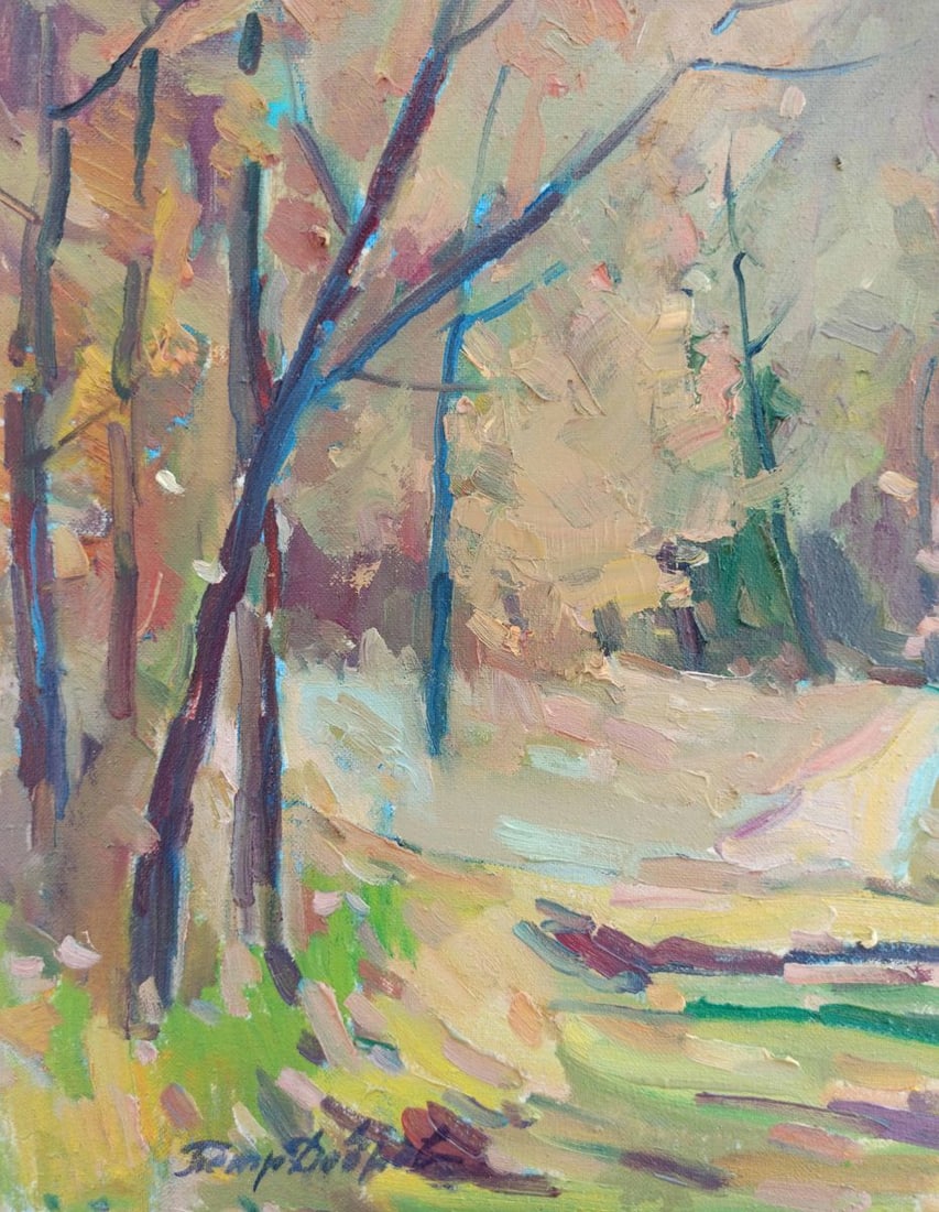 Oil painting Autumn alley Peter Tovpev - 5
