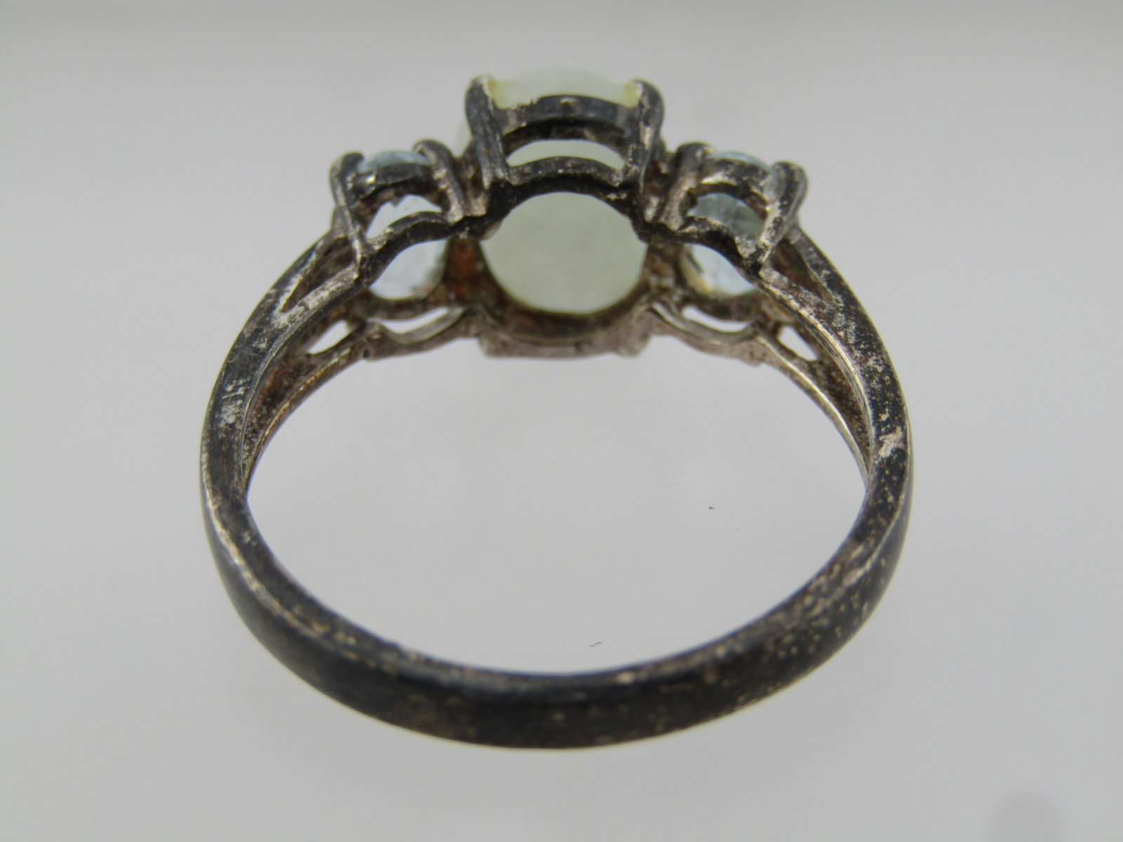 Vintage Sterling Jade and Blue Topaz Ring, Avon, Sz. 925. 1980's - 6