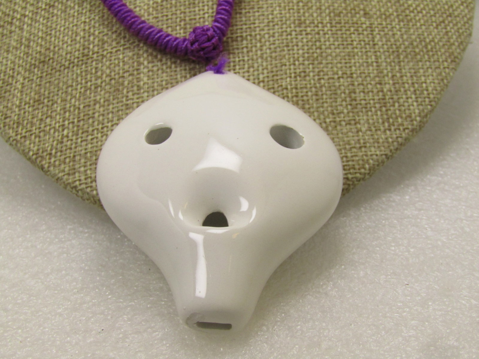Vintage Handmade Ceramic Ocarina Macrame Necklace, 28", Adjustable Length, 1980's - 4